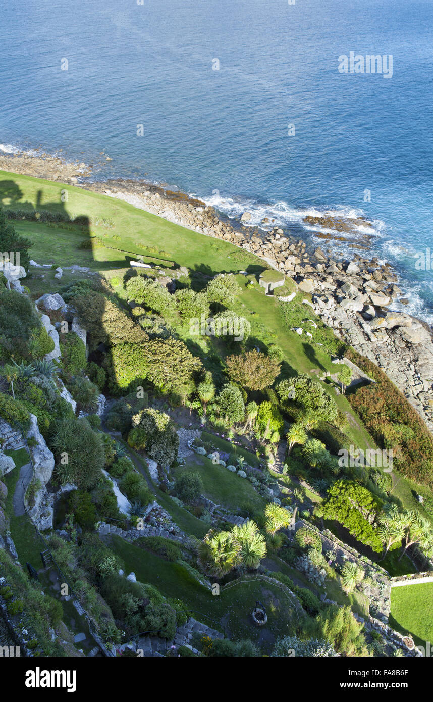 St Michael's Mount, Cornwall. Questo iconico isola rocciosa è coronato da una chiesa medievale e il castello. Foto Stock