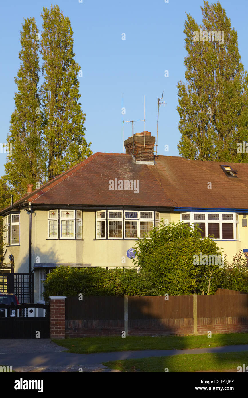 L'esterno di Mendips, la casa d'infanzia di John Lennon in Woolton, Liverpool. Foto Stock