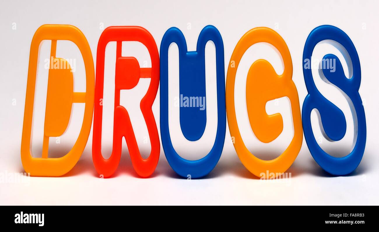 Farmaci lettere colorate Foto Stock