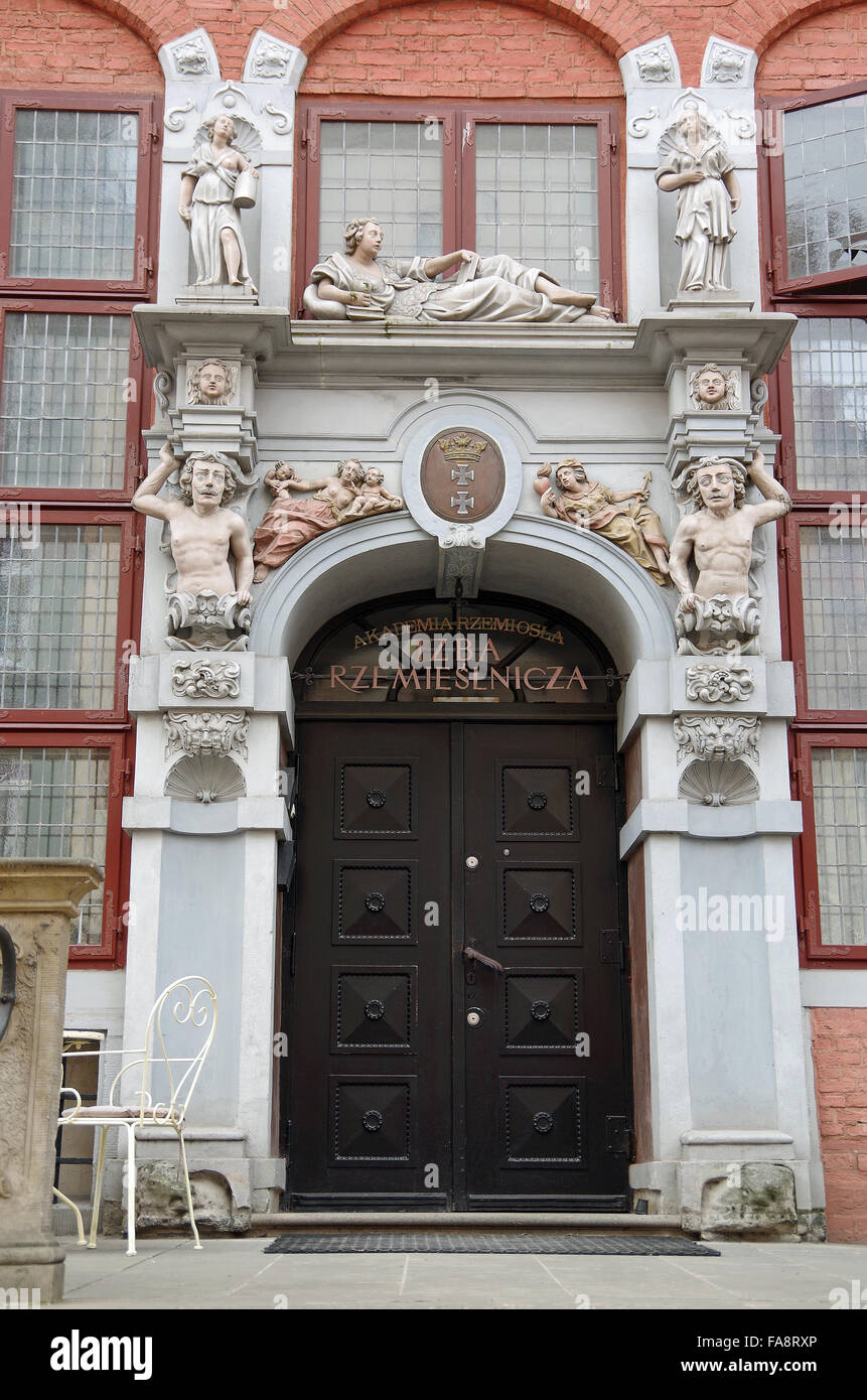 Gdansk, Polonia, barocco, manierista portico Foto Stock