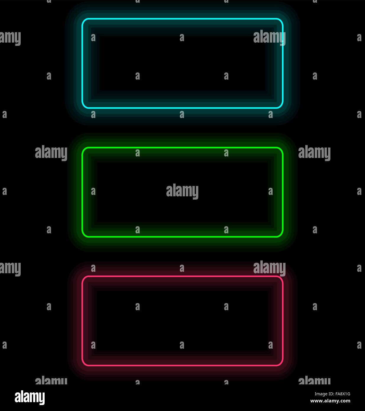 Auto-frame illuminato per il testo su sfondo nero Illustrazione Vettoriale