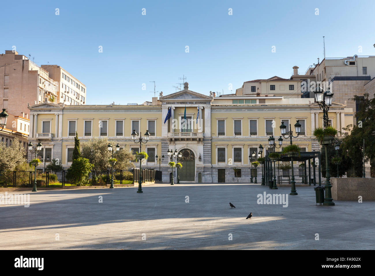 La Banca nazionale della Grecia la sede centrale in Piazza Kotzia, Atene Foto Stock