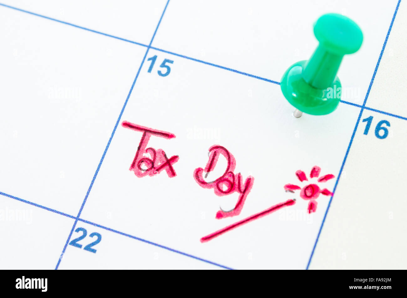Imposta testo il giorno sul calendario. Foto Stock