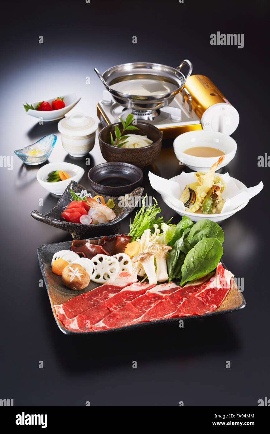 In stile giapponese piatti assortiti Foto Stock