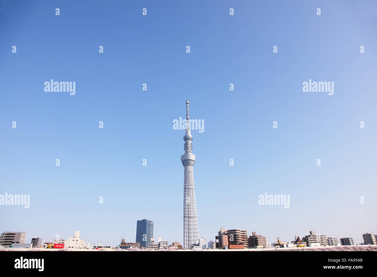 Vista della Torre Skytree, Tokyo, Giappone Foto Stock