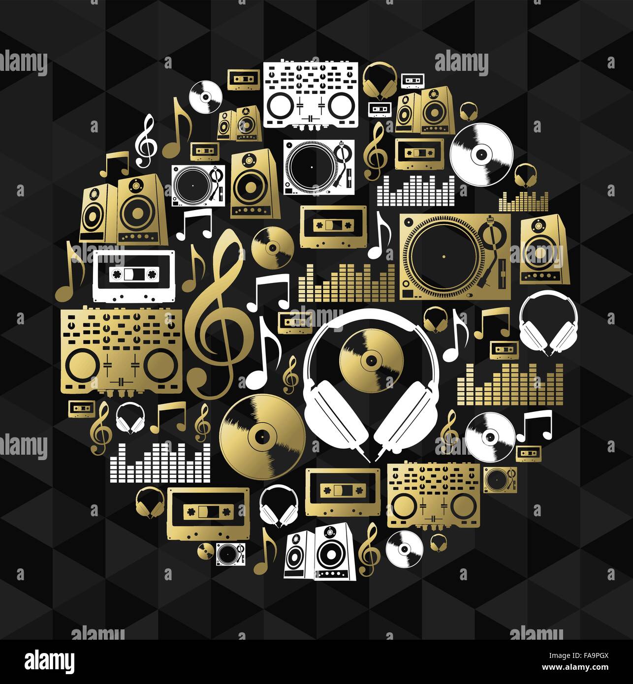La musica di dj set di icone di vinile rendendo forma cd silhouette. EPS10 vettore. Illustrazione Vettoriale