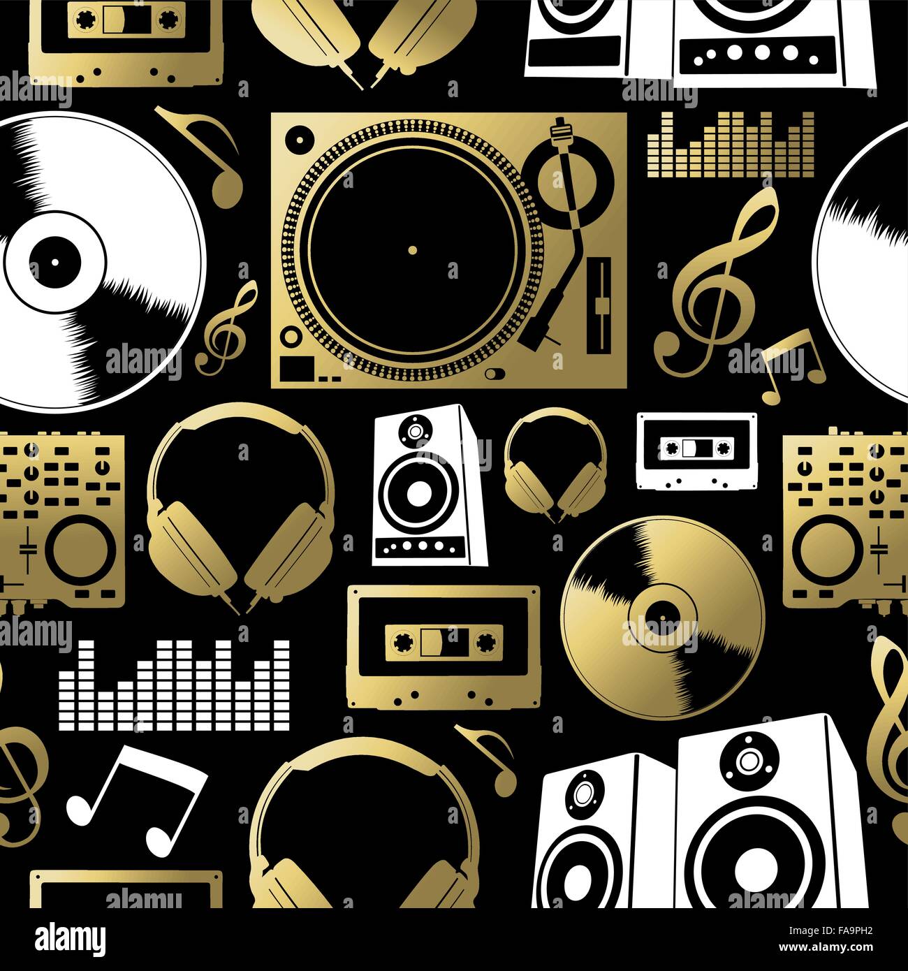 Il concetto di musica perfetta modello realizzato con le icone. Include il dj, rock, club e gli elementi audio. EPS10 vettore. Illustrazione Vettoriale