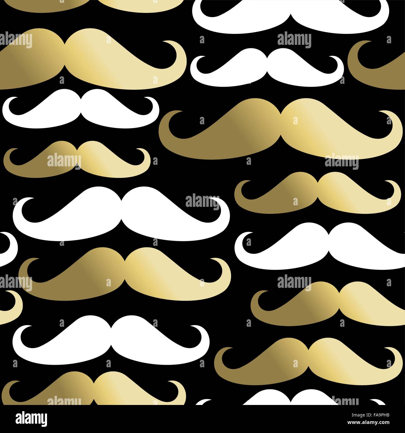 Hipster baffi seamless pattern, barba di classe elementi in oro. EPS10 vettore. Illustrazione Vettoriale