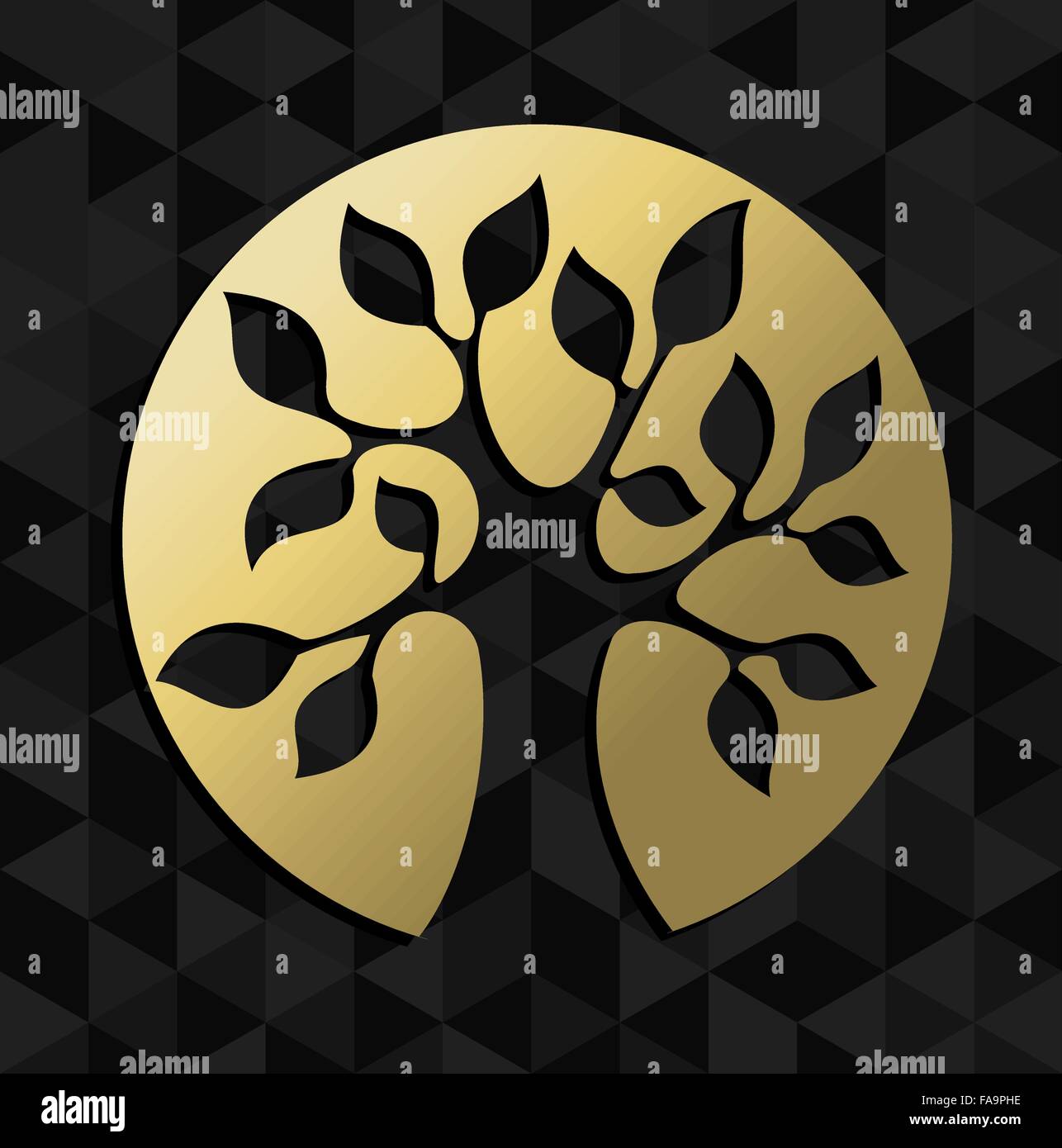 Oro albero di vita icona badge illustrazione, concept design. EPS10 vettore. Illustrazione Vettoriale