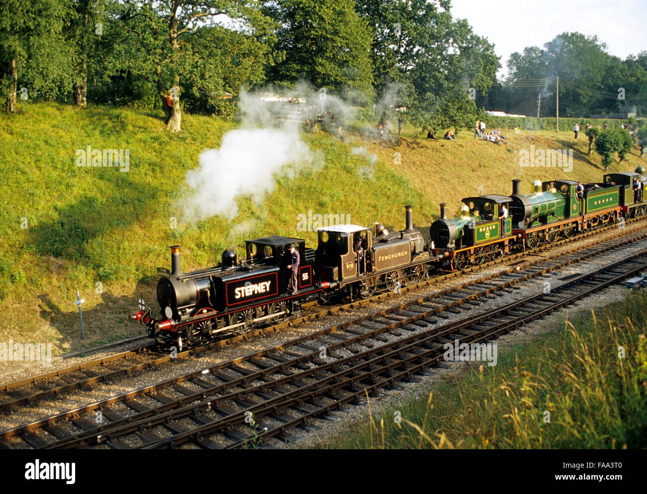 Motore a vapore cavalcata a Horsted Keynes, Bluebell Railway Foto Stock