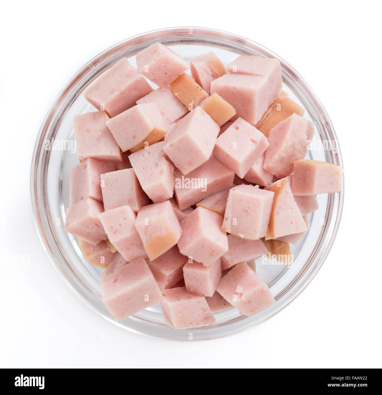 Porzione di freschi Baloney isolati su sfondo bianco Foto Stock