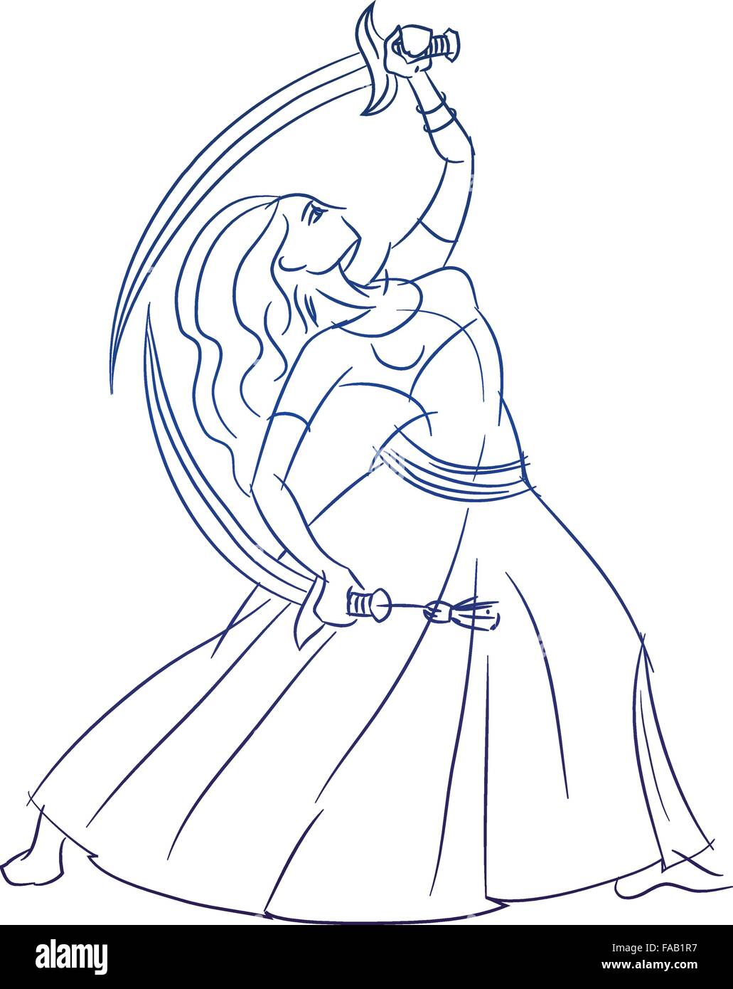 Una danzatrice del ventre figura gesto schizzo disegno della linea. Illustrazione Vettoriale