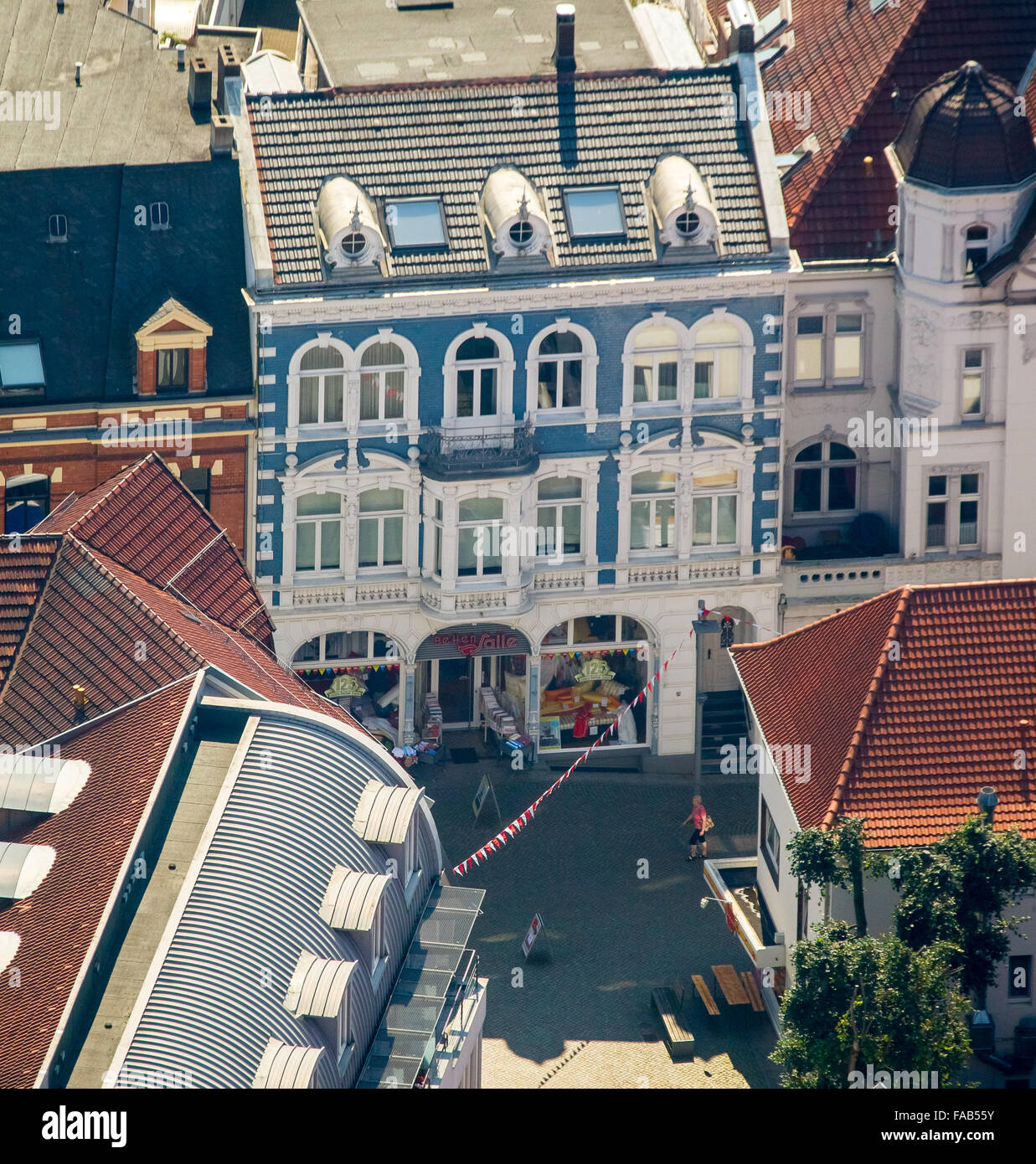Vista aerea, Bünde metà vecchie case di città, letti Salle, Bünde, East Westfalia, Renania settentrionale-Vestfalia, Germania, Europa, vista aerea Foto Stock