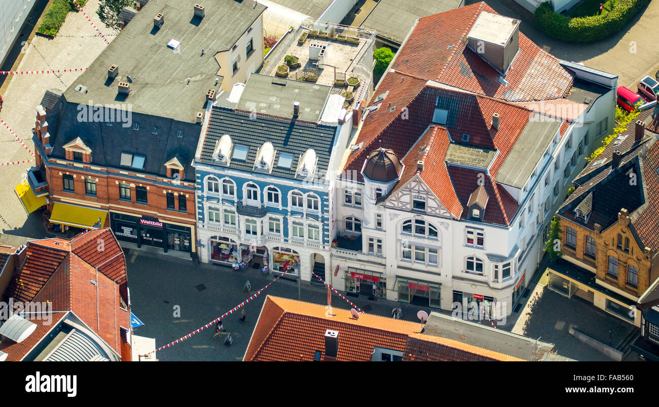 Vista aerea, Bünde metà vecchie case di città, letti Salle, Bünde, East Westfalia, Renania settentrionale-Vestfalia, Germania, Europa, vista aerea Foto Stock