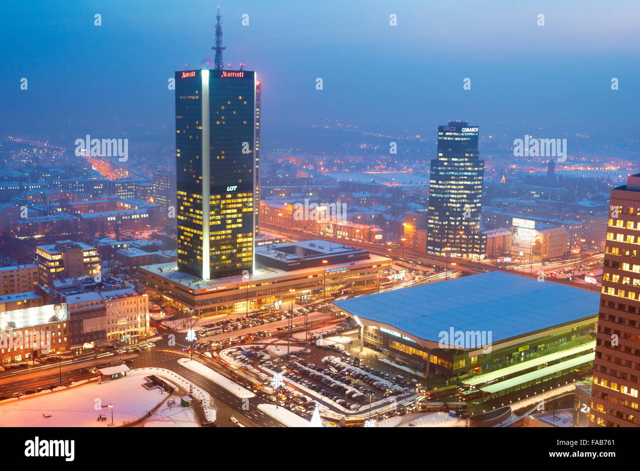 Varsavia - la vista del quartiere commerciale da PKiN, Polonia Foto Stock