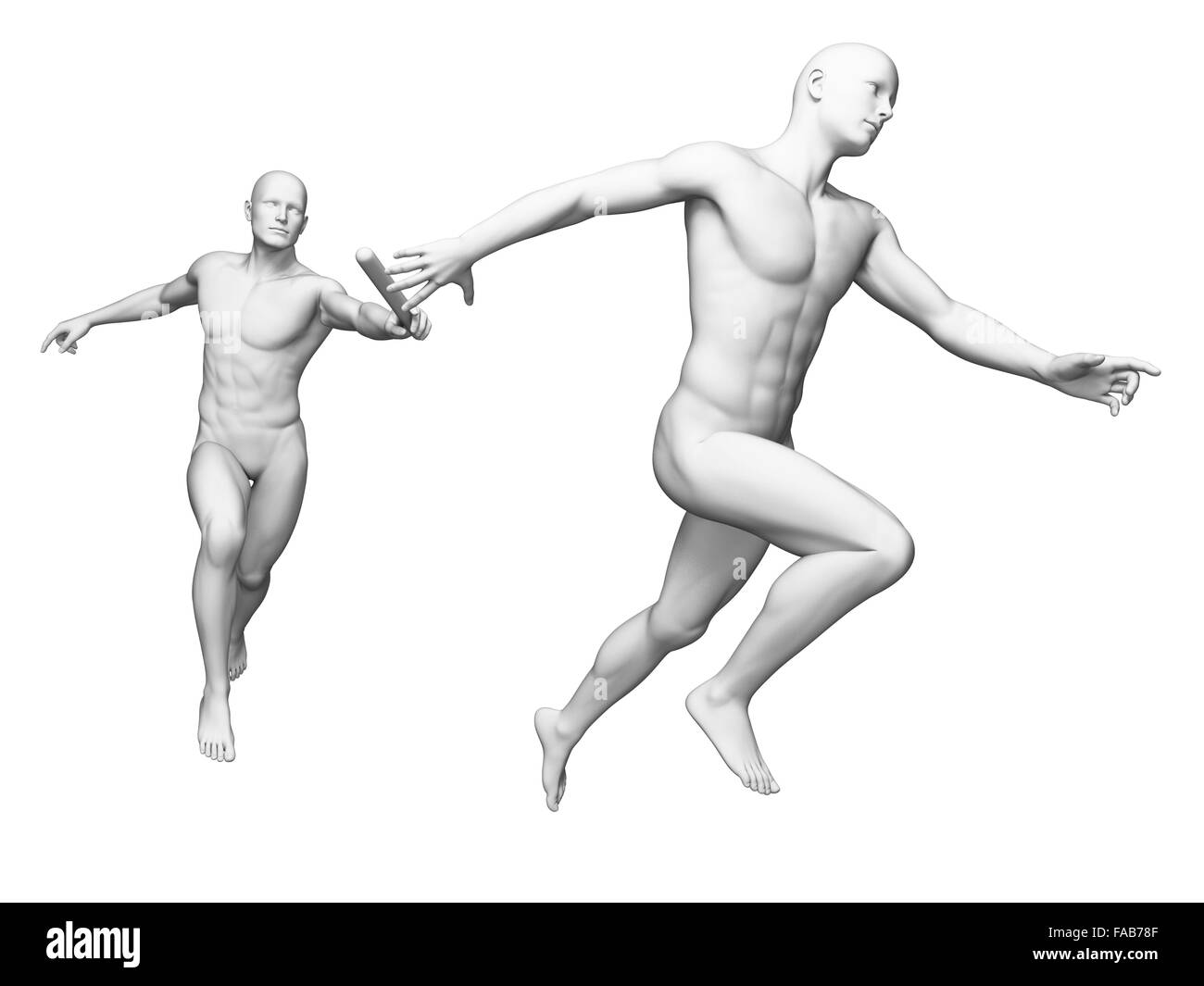 Anatomia della staffetta corridori, illustrazione del computer. Foto Stock