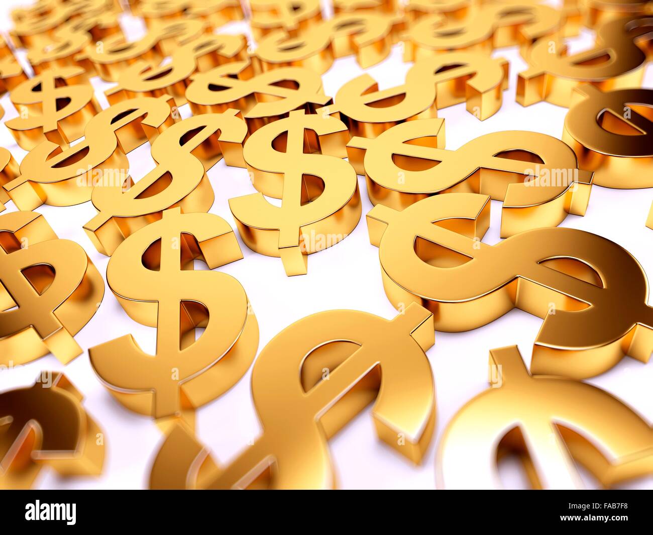Golden US dollar segni, illustrazione del computer. Foto Stock