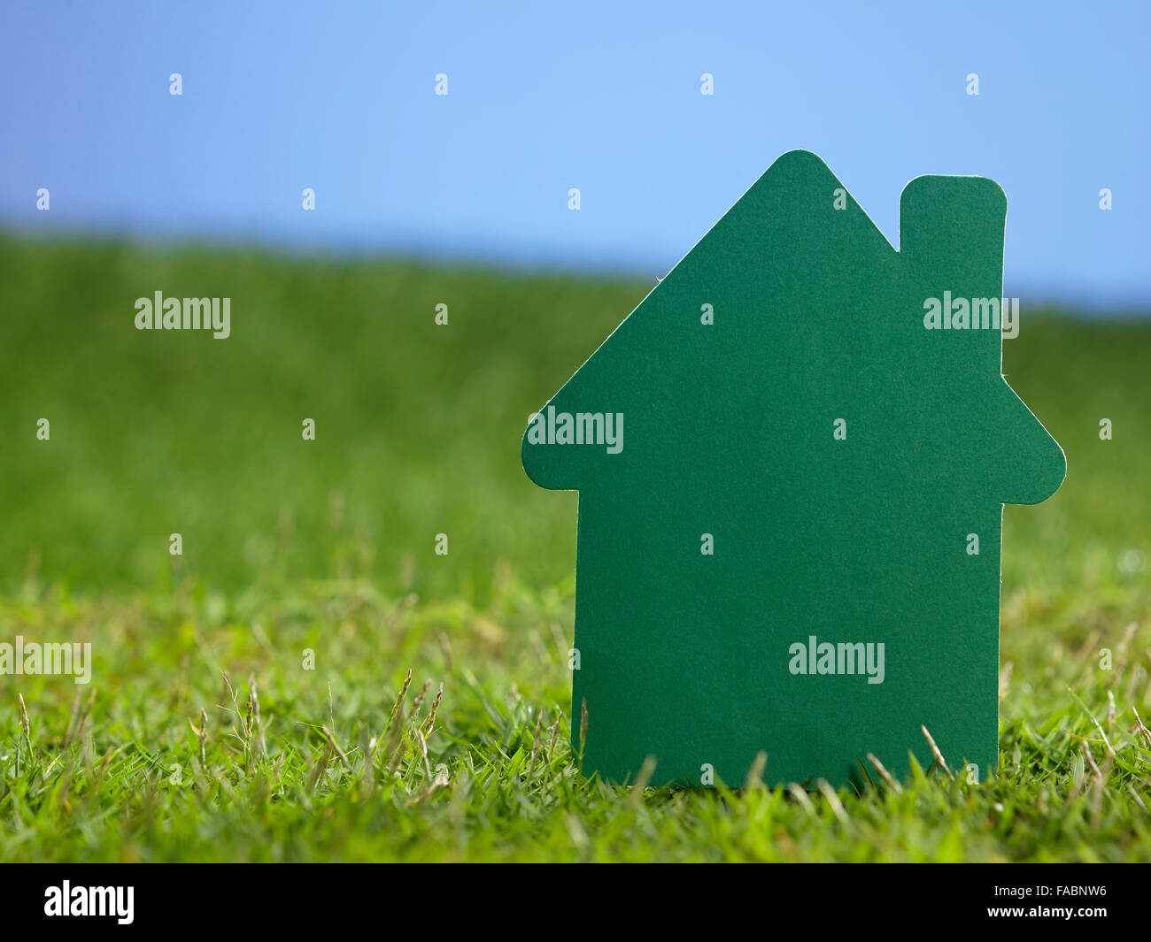 Casa di carta appoggiata sull'erba Foto Stock