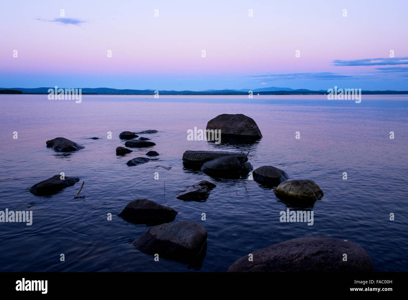 Lake Champlain tramonto Foto Stock