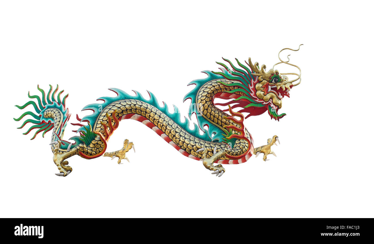 Drago Cinese isolati su sfondo bianco Foto Stock