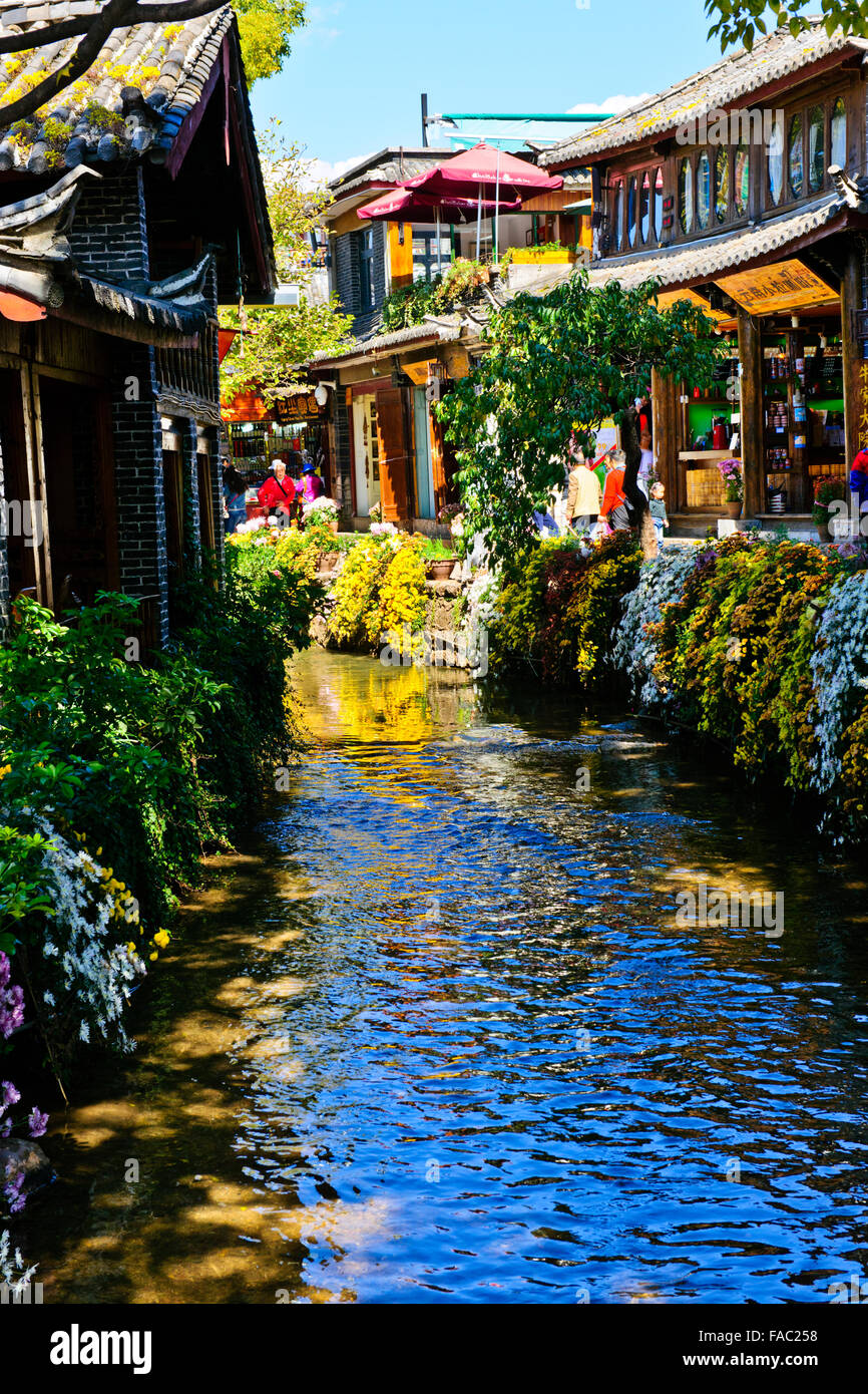 Città vecchia di Lijiang,Jade Dragon Mountain,Black Dragon Pool,Carp,Naxi popoli etnici,nella provincia dello Yunnan,PRC,Repubblica Popolare di Cina Foto Stock