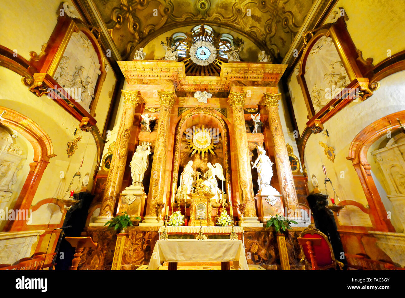 Spagna Cattedrale di Malaga altare dettaglio Foto Stock