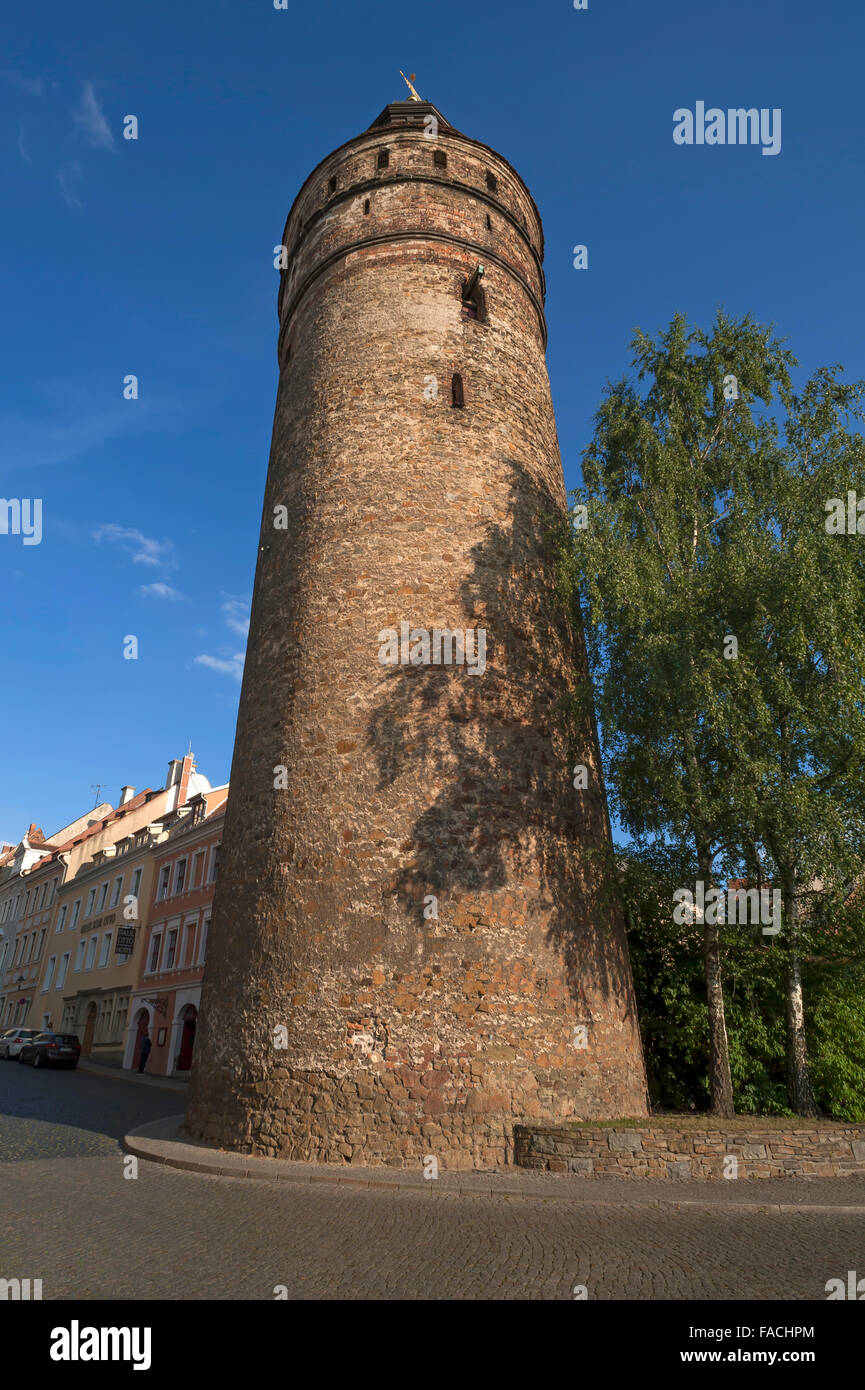 Nikolai Tower, torre di fortificazione, Nikolaigraben, Görlitz, Alta Lusazia sassone, Germania Foto Stock