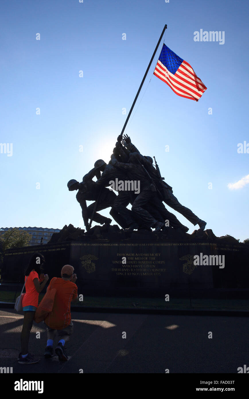 La movimentazione di Iwo Jima statua (Marine Corps Memorial) in Arlington, Virginia, Stati Uniti d'America Foto Stock