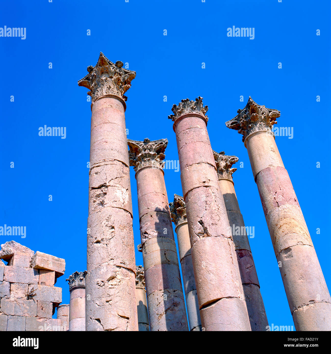 Il Tempio di Artemide è un tempio romano di Jerash, Giordania, fu costruita intorno alla metà del II secolo D.C. Foto Stock