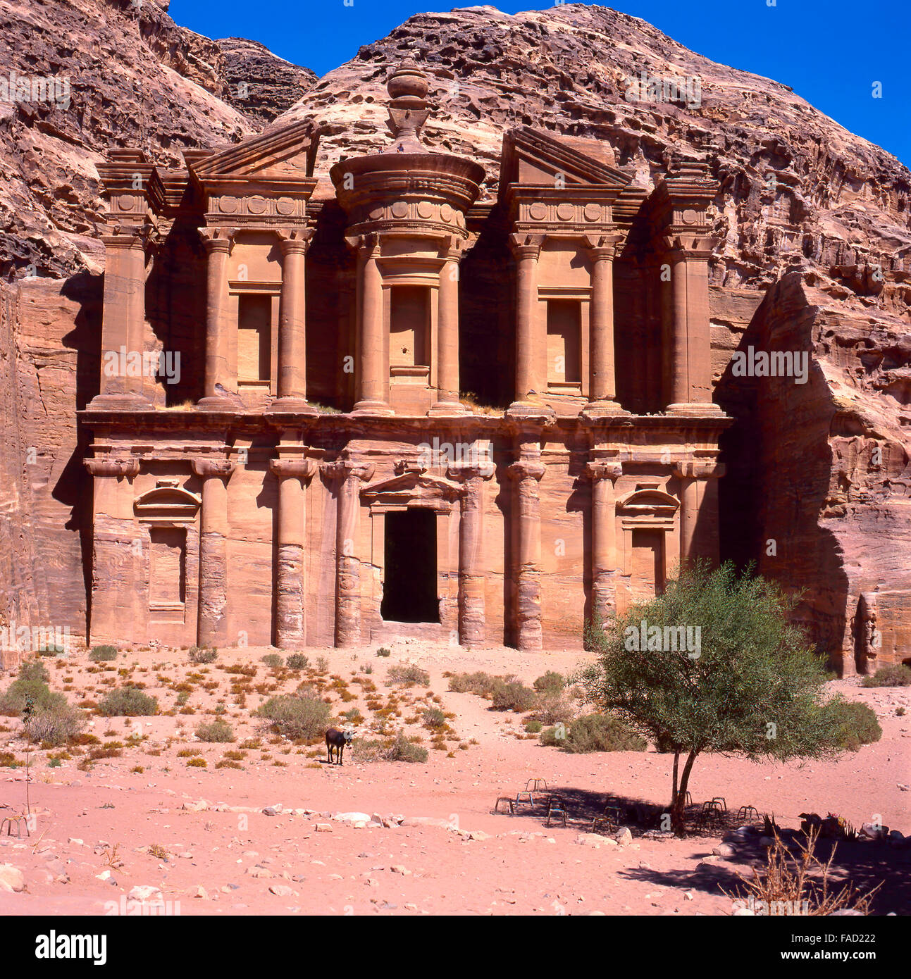 La vecchia città di Petra in Giordania è stato scolpito nella roccia. Ora è  un sito Patrimonio Mondiale dell'UNESCO Foto stock - Alamy