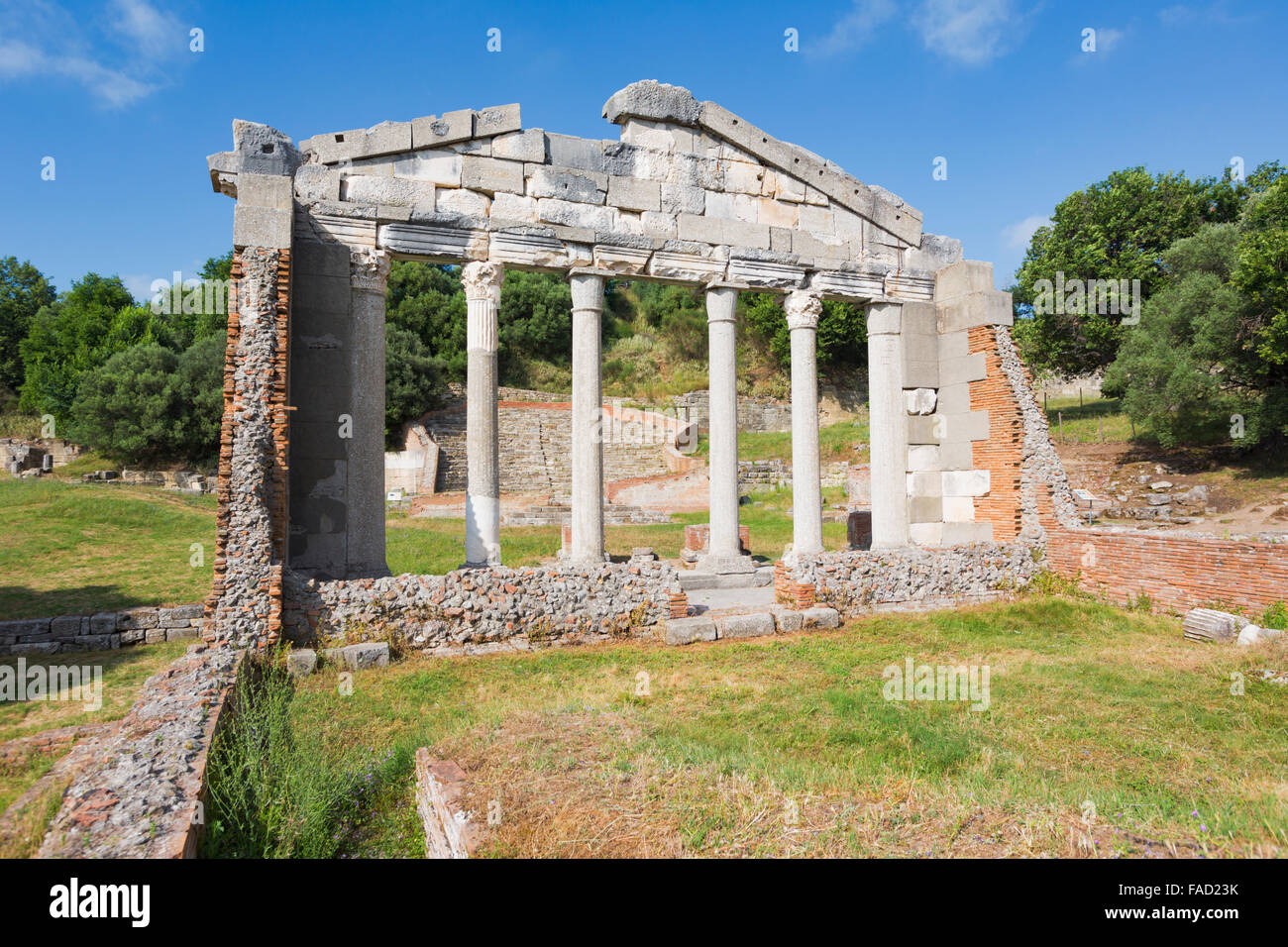 Apollonia, o Apoloni, Fier Regione, Albania. Antica città greca fondata nel VI secolo A.C. Bouleuterion. Foto Stock