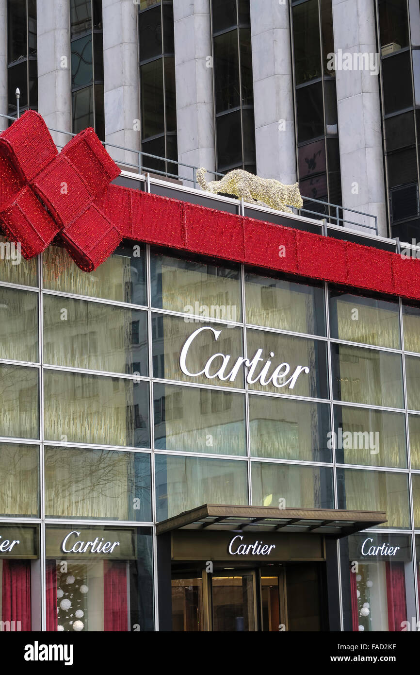 Cartier Store Front, stagione di vacanze, NYC Foto Stock