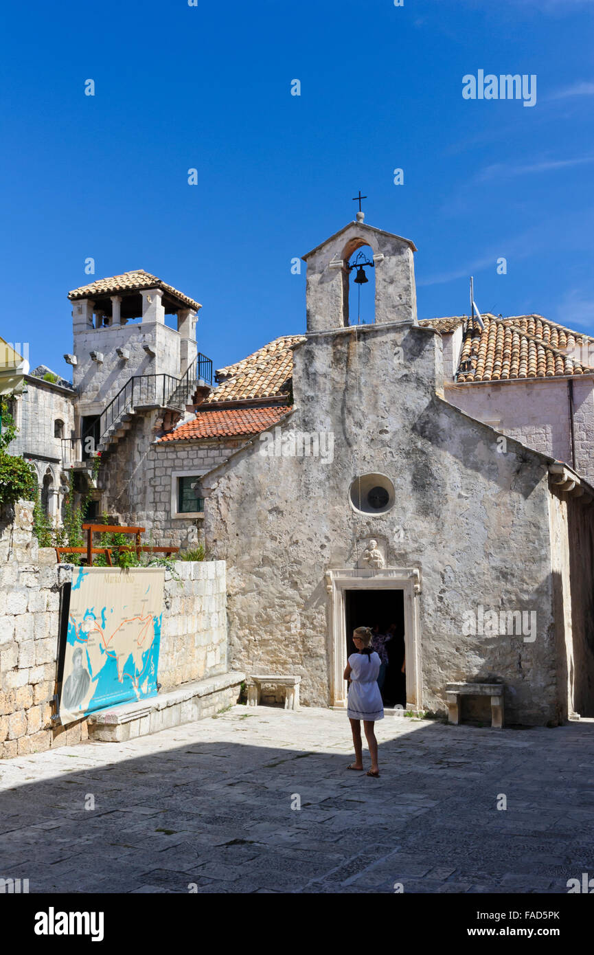 Casa di Marco Polo e la chiesa di San Pietro in korcula croazia Foto stock  - Alamy