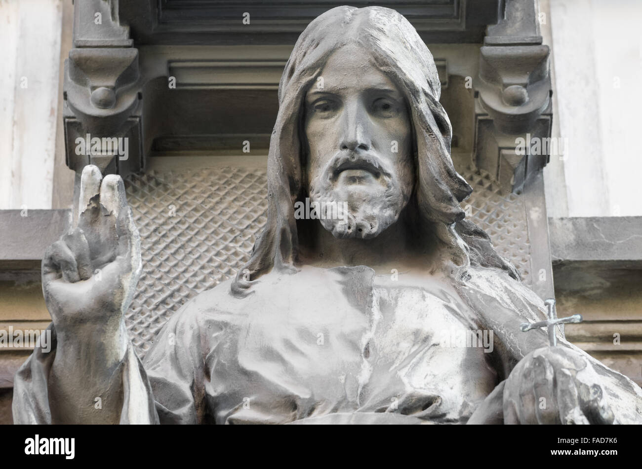 Statua di benedizione Gesù Closeup a Bratislava Foto Stock