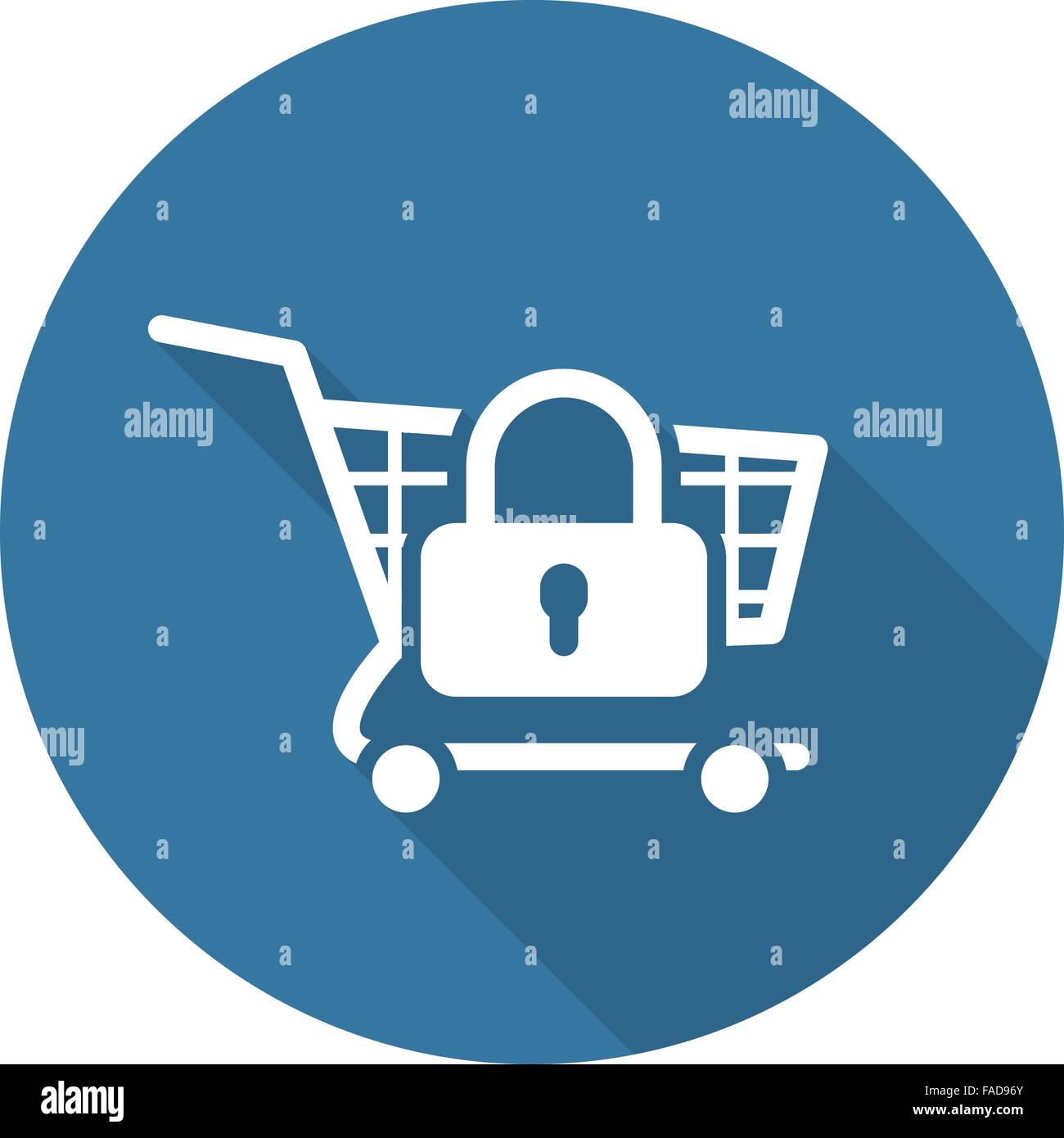 Secure shopping icona. Design piatto. Il concetto di business. Illustrazione isolato. Illustrazione Vettoriale