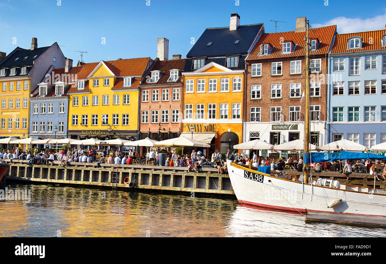 Nyhavn Canal, Copenhagen, Danimarca Foto Stock