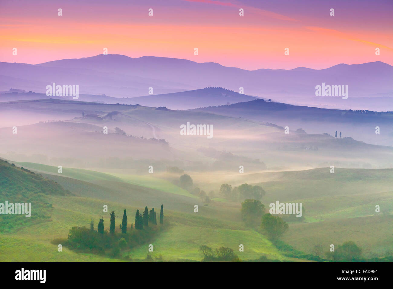 San Quirico d'Orcia, paesaggio toscano, Italia Foto Stock
