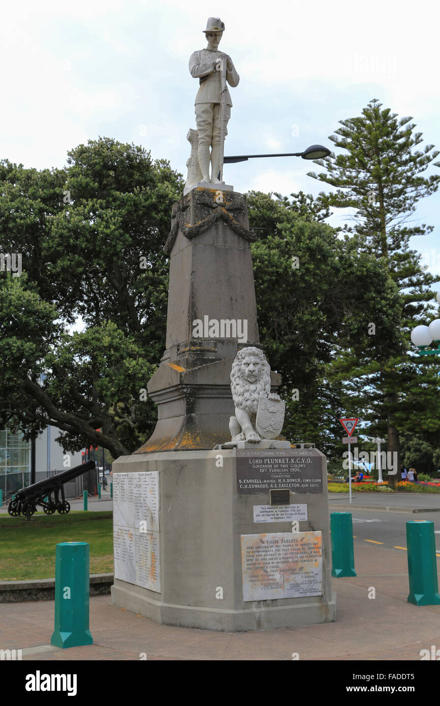 Memoriale di guerra in onore della Nuova Zelanda troopers da Hawke's Bay area che hanno combattuto nella Guerra Sudafricana 1899-1902 (Guerra Boera). Foto Stock