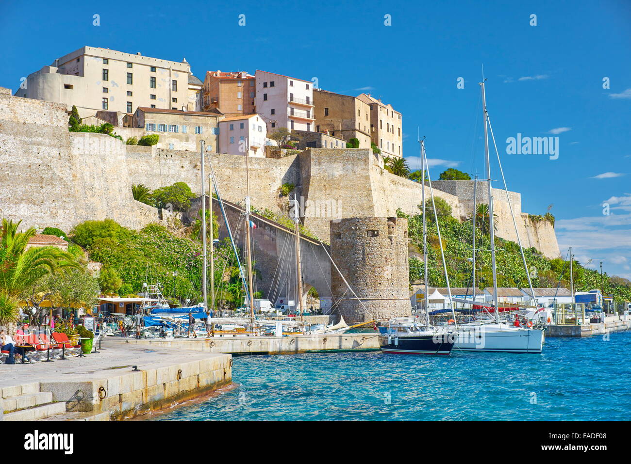 Calvi, in vista della cittadella, Balagne, Corsica, Francia Foto Stock