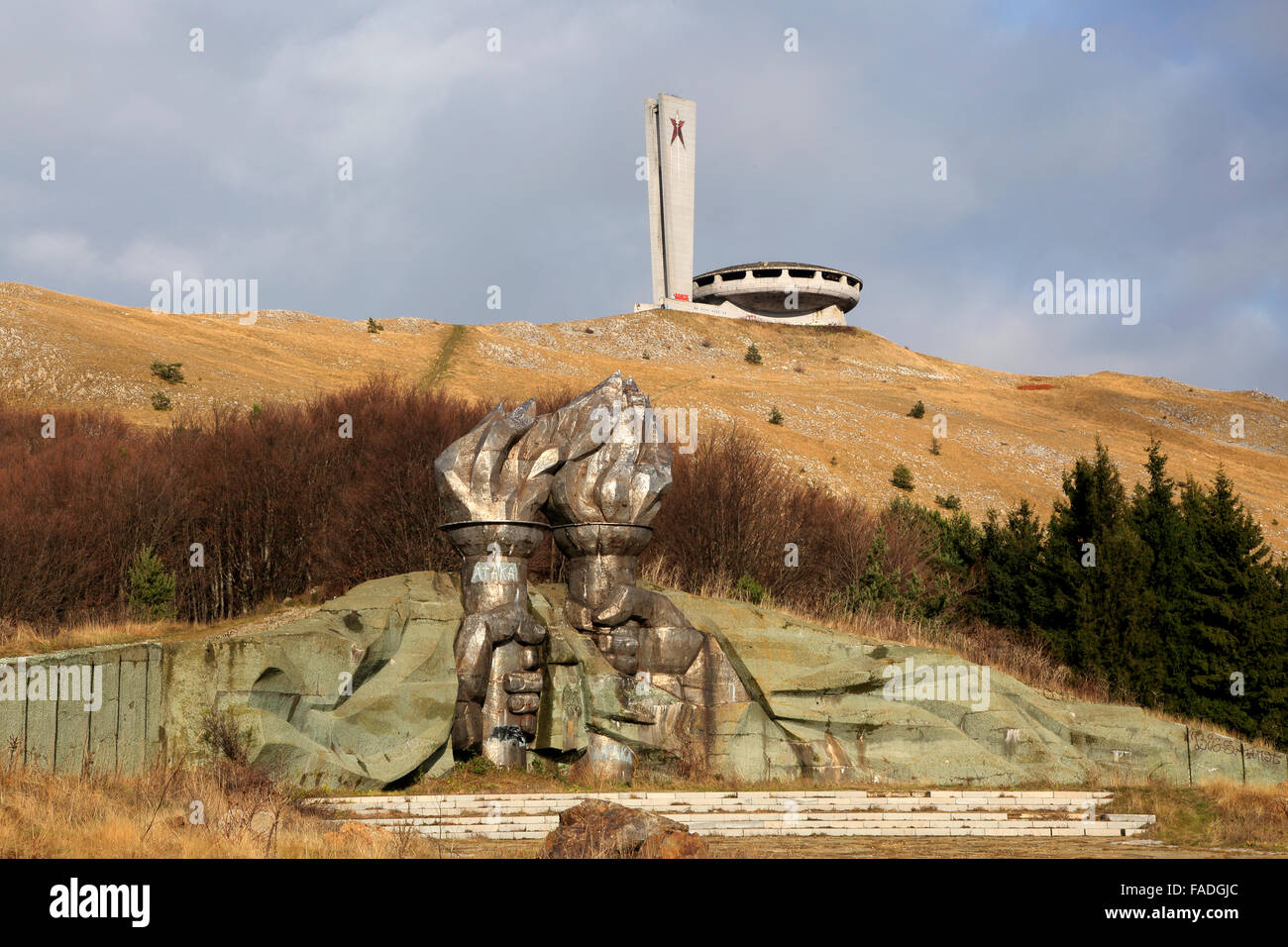 Monumento Buzludzha ex partito comunista quartier generale, Bulgaria Foto Stock