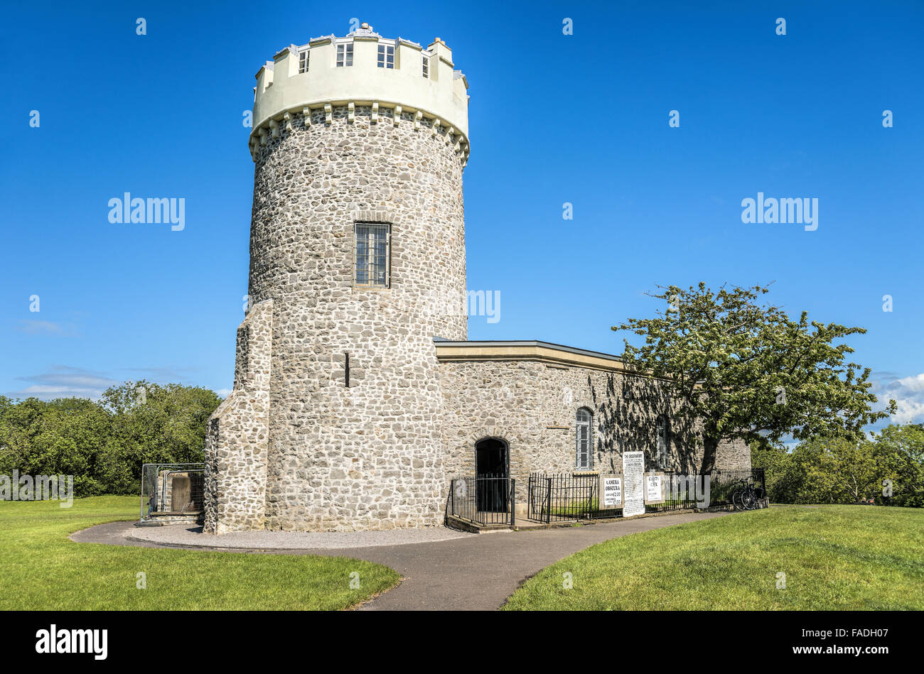 L'Osservatorio con la sua Camera Obscura presso il ponte sospeso di Clifton, Bristol, Somerset, Inghilterra Foto Stock