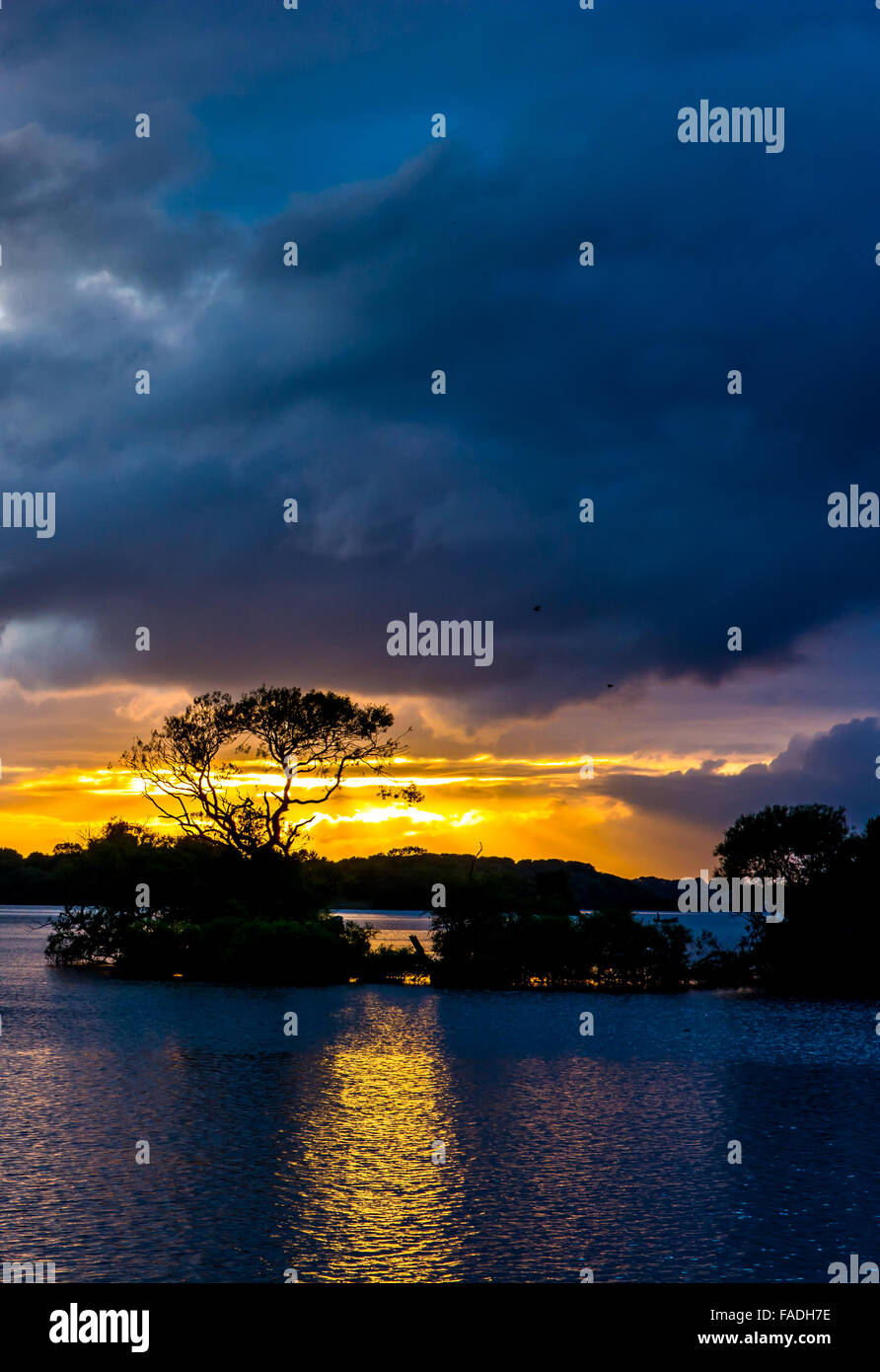 Tramonto a Lough Leane nel Parco Nazionale di Killarney in Irlanda Foto Stock