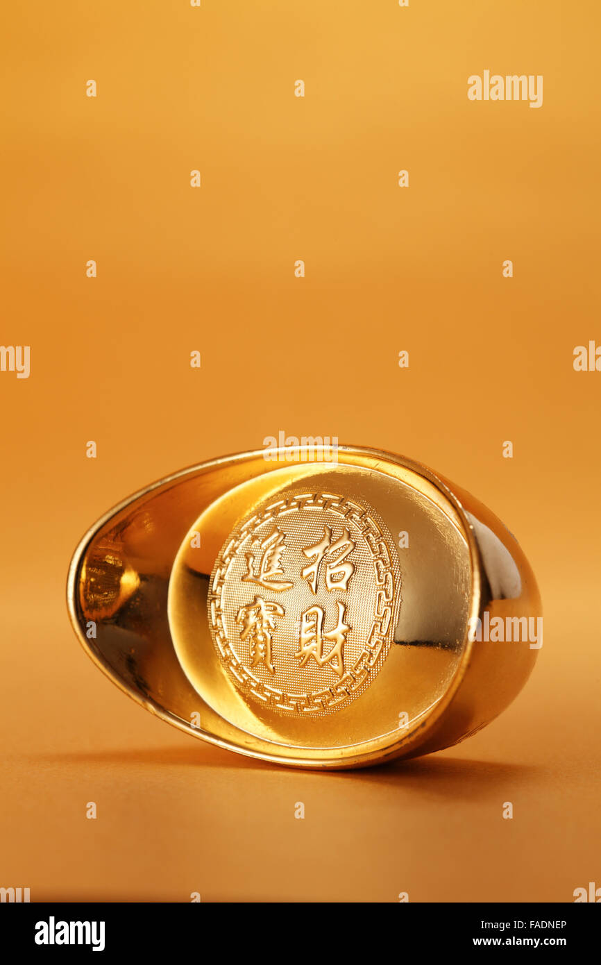 Close-up di un lingotto d'oro Foto Stock