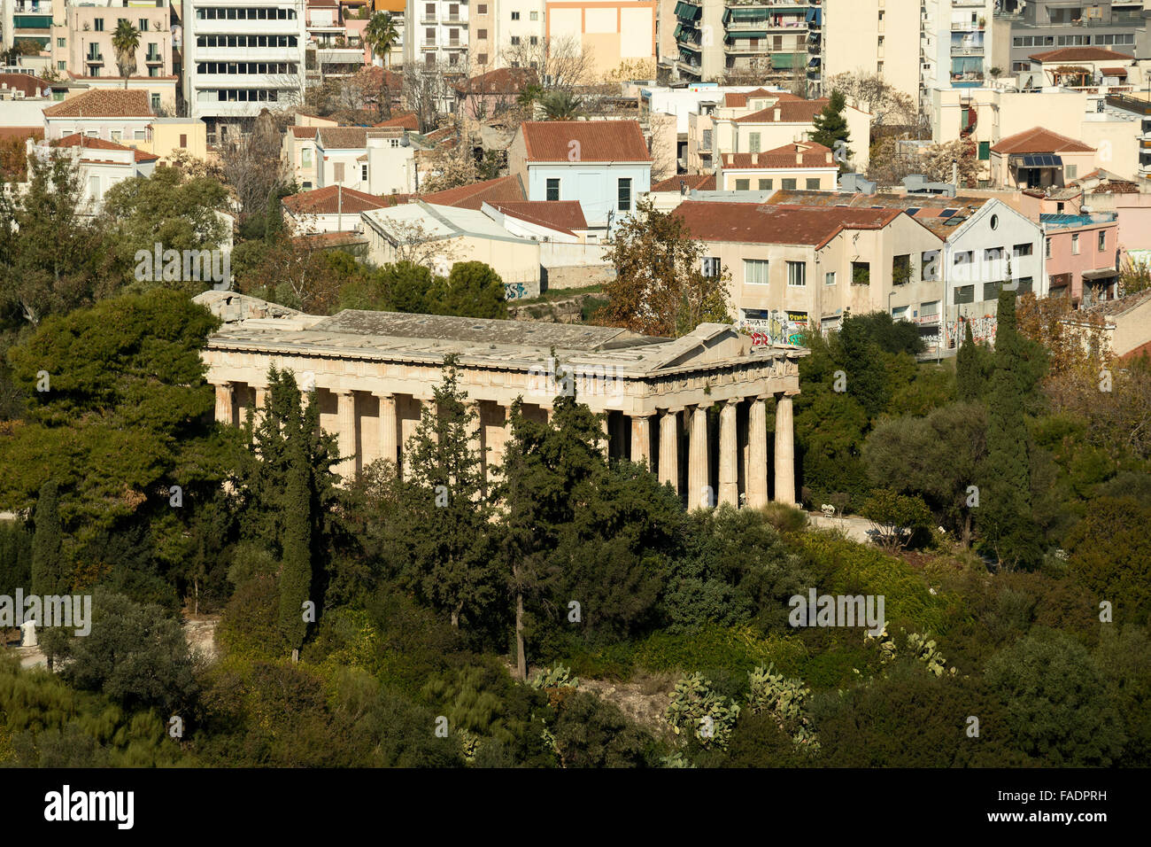 L'antico tempio di Ifestos, in Thissio area di Atene, Grecia Foto Stock