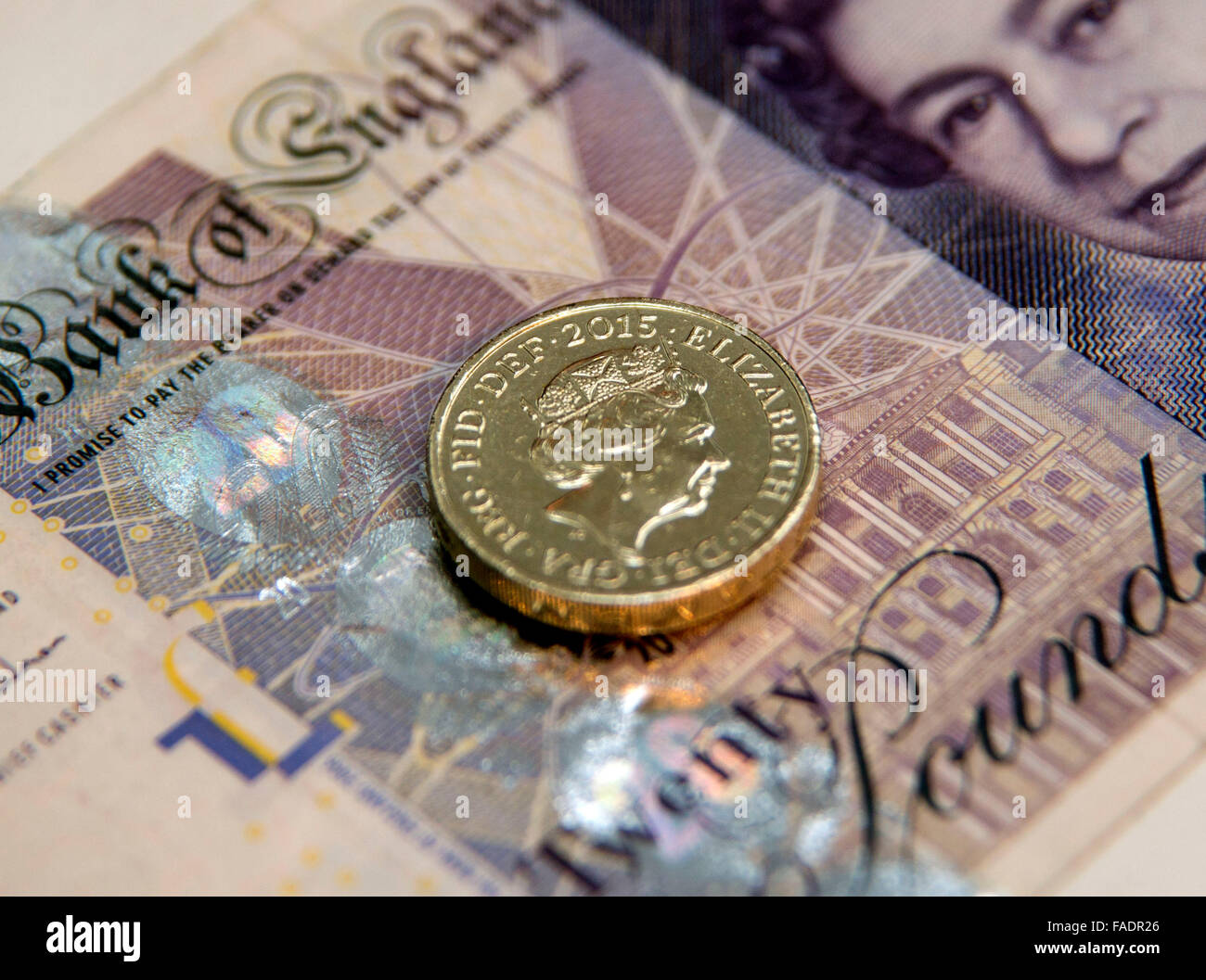 Uno degli ultimi round di una libbra di monete (2015), Londra Foto Stock