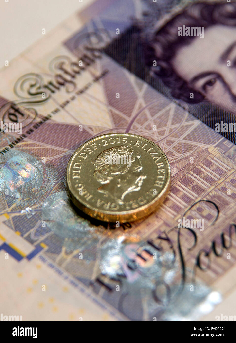 Uno degli ultimi round di una libbra di monete (2015), Londra Foto Stock
