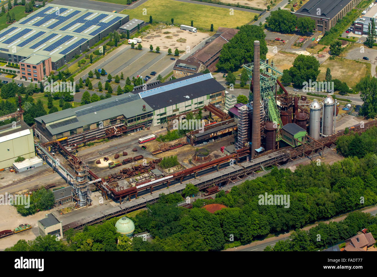 Vista aerea, LWL Industrial Museum Henrichshütte Hattingen, restauro, Hattingen, regione della Ruhr, Renania settentrionale-Vestfalia, Germania, Foto Stock