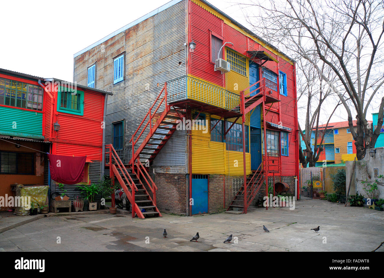 "Caminito street" vista laterale, "La Boca" Città, Buenos Aires, Argentina. Foto Stock