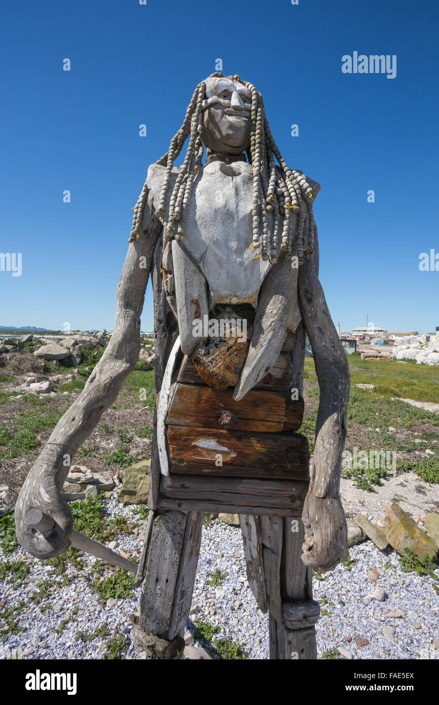 Driftwood scultura, Bird Island, Lambert's Bay, Western Cape, Sud Africa, Foto Stock