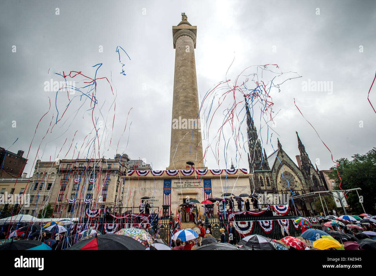 Riconsacrazione del Monumento di Washington in Baltimore MD sul quarto di luglio 2015 Foto Stock